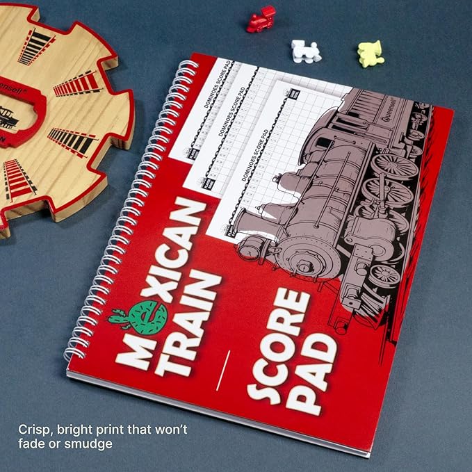 Queensell Extra Large Mexican Train Score Pads 11.3x7.9 in – 50-Page Mexican Train Accessories for Classic Domino Game – Mexican Train Score Sheets for Easy Game Tracking