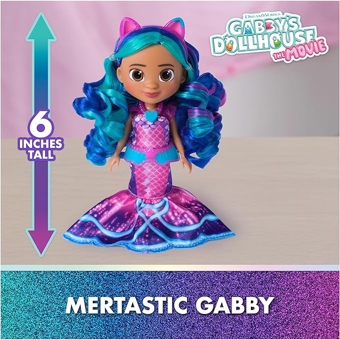 DreamWorks GABBY'S Dollhouse The Movie, Mer-Tastic Gabby Doll, with Mermaid Themed Doll Clothes & Doll Accessories, Kids Toys for Girls & Boys Ages 3 and Up