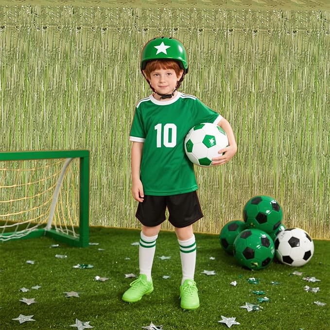 TONIFUL 3Pcs Light Green Door Streamers,Green Photo Booth Backdrop,Metallic Streamers Green Foil Fringe Curtains for Birthday,Christmas,New Year,St. Patrick's Day Party Streamers Decor