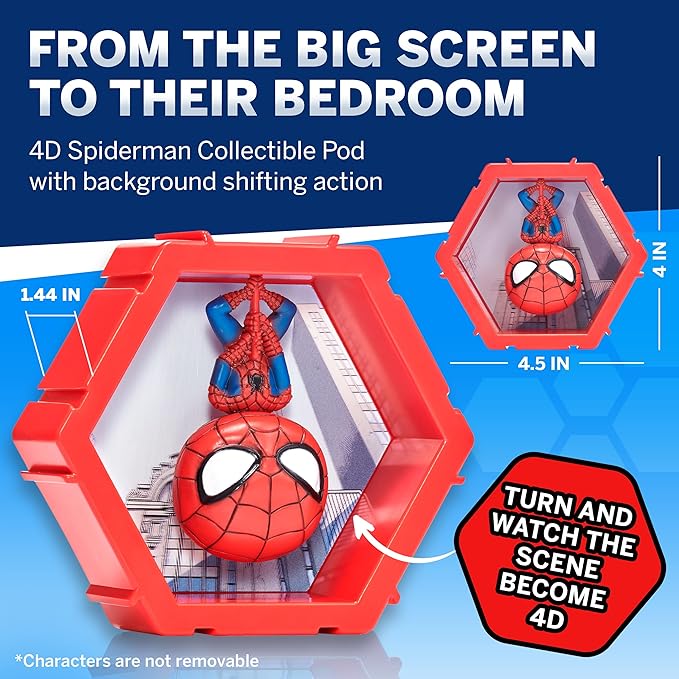 WOW! PODS 4D Marvel - Spiderman & Black Panther (2 Pack) - Unique Connectable & Collectable Action Figure Toy, Wall/Shelf Display, Easter Basket Stuffers, Marvel Toy Figures, Kids Gifts