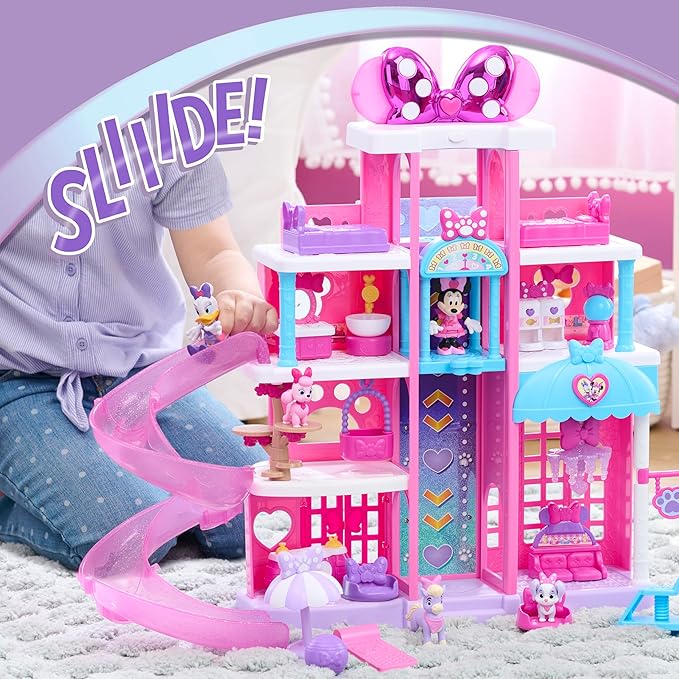Disney Jr. Minnie Mouse Pet Hotel Playset, 23-piece Hotel Set, 20 Inch Tall Playset, Ages 3 and Up, Kids Toys for Ages 3 Up by Just Play
