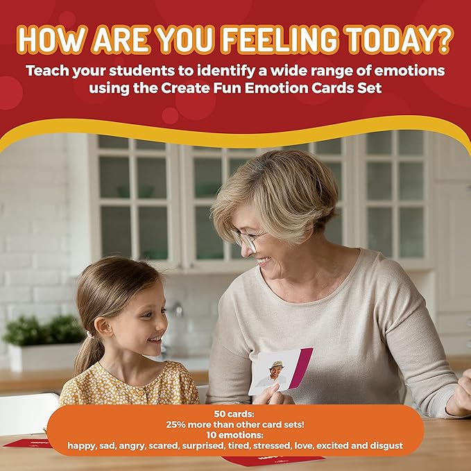 Emotions Volume 2-50 Feeling Flash Cards for Kids - Durable Cards for Speech, Occupational Therapy, ESL, Autism & More
