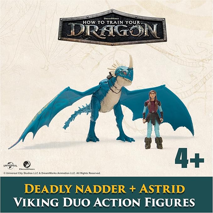 DreamWorks Dragons, How to Train Your Dragon, Deadly Nadder & Astrid, Viking Duo Action Figures, Kids Toys for Boys Ages 4 and up
