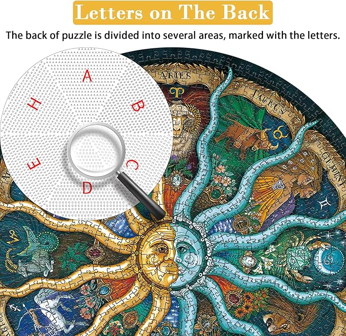 Puzzles for Adults 1000 Pieces, Round Jigsaw Puzzle Zodiac Horoscope Challenging Puzzles Fun Jigsaw Puzzle 1000 Pieces (26.7 Inch)