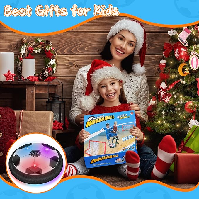 LED Hover Soccer Ball, Floating Soccer Set with 2 Goal Soccer, Indoor Soccer Game for Young Boys and Girls, Birthday Gifts for Young Kids, Toys Gifts for Ages 3-12