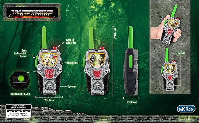 eKids Transformers Toy Walkie Talkies for Kids, Light-Up Indoor and Outdoor Toys for Kids and Fans of Transformers Toys