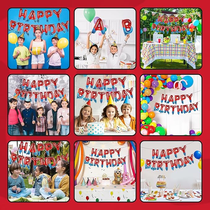 Spider Theme Happy Birthday Banner Party Decorations Balloons Letters Signs Superhero Party Supplies for Boy
