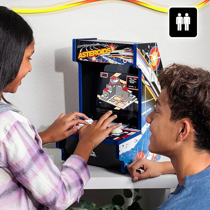 Arcade Classics - Atari Asteroids Counter Series Game Machine, 5 Games, 8" Liquid Crystal Screen - Mini Cabinet, Portable Gaming, Retro, Countertop Console, Basement Decoration, Man Cave