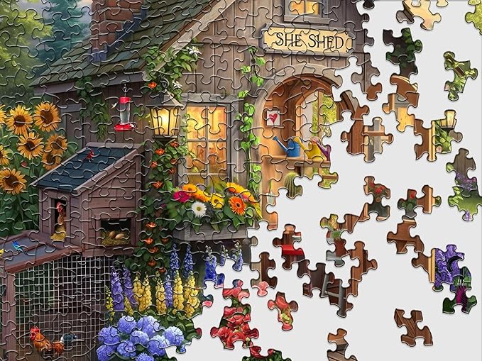 Springbok The Garden Shed 500 Piece Square Jigsaw Puzzle for Adults - Poster Now Included - Garden and Floral - Unique Cut Pieces - Made in USA