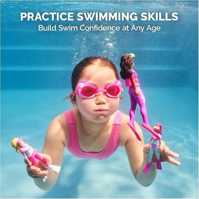 SwimWays Barbie Dive Characters 3-Pack, Swimming Pool Accessories & Kids Pool Toys, Pool Party Supplies & Water Toys for Kids Aged 5 & Up
