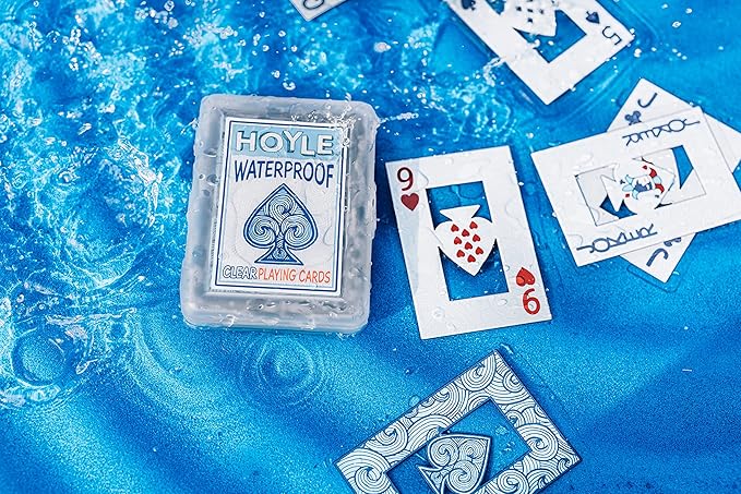 Hoyle Waterproof Playing Cards, Clear Plastic Deck of Cards for Outdoor Card Games, Camping, Beach, Pool & Travel Games (1 Deck)