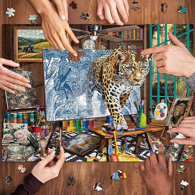 Mighty Leopard Jigsaw Puzzles for Adults 1000 Pieces, Interlock Perfectly Letter on Back No Dust, Home Decor Birthday Party Puzzle, 1:1 Poster Jigsaw Puzzles for Adults