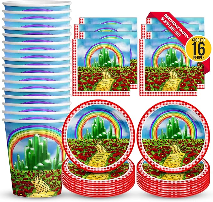 The Wonderful Wizard of Oz Birthday Party Supplies Set Plates Napkins Cups Tableware Kit for 16