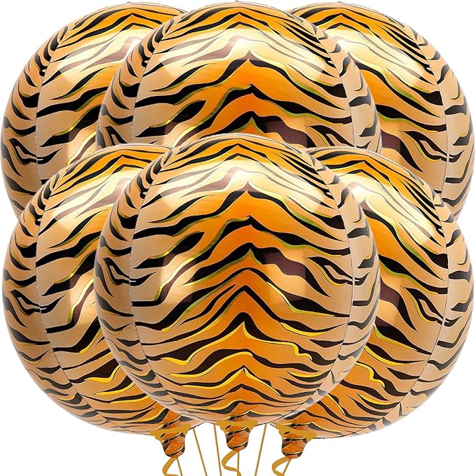 KatchOn, Big Tiger Balloons for Birthday Party - 22 Inch, Pack of 6 |Tiger Stripe Balloons,Tiger Print Balloon | Tiger Birthday Decorations for Jungle Party Decorations, Safari Party Decor