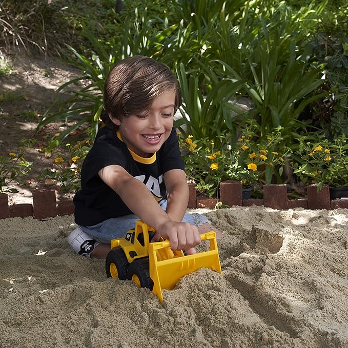 CAT Construction Toys, Construction Fleet 10" Front Loader Toy - Heavy‑Duty Plastic, Working Bucket & Free‑Rolling Wheels, Indoor/Outdoor Sandbox Vehicle for Toddlers & Kids Ages 2 +