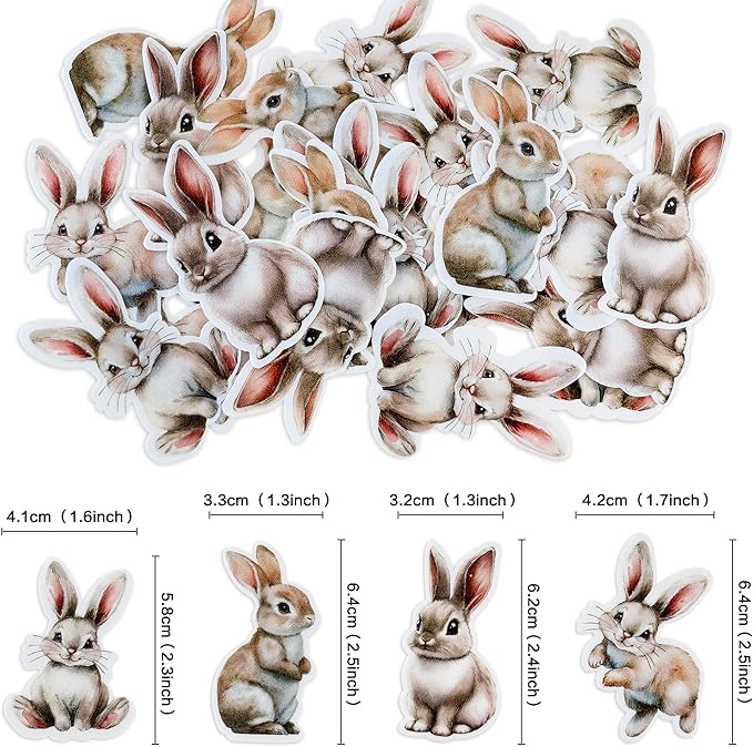 Ercadio 40 Pack Edible Cute Rabbit Cupcake Toppers Funny Bunny Cupcake Picks Realistic Rabbit Cupcake Toppers for Easter Day Theme Baby Shower Birthday Party Decor Supplies