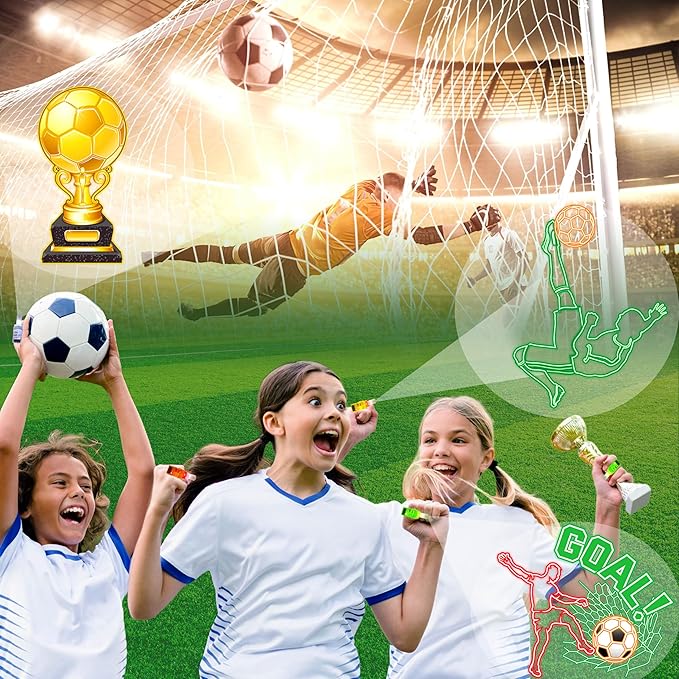 24PCS Soccer Party Favors-LED Finger Lights：Glow-in-the-Dark Light-Up Toys Bulk for Kids Boys Girls,Soccer Theme Birthday Party Decorations Supplies, Goodie Bags stuffers, Classroom Prizes, Fun Gifts