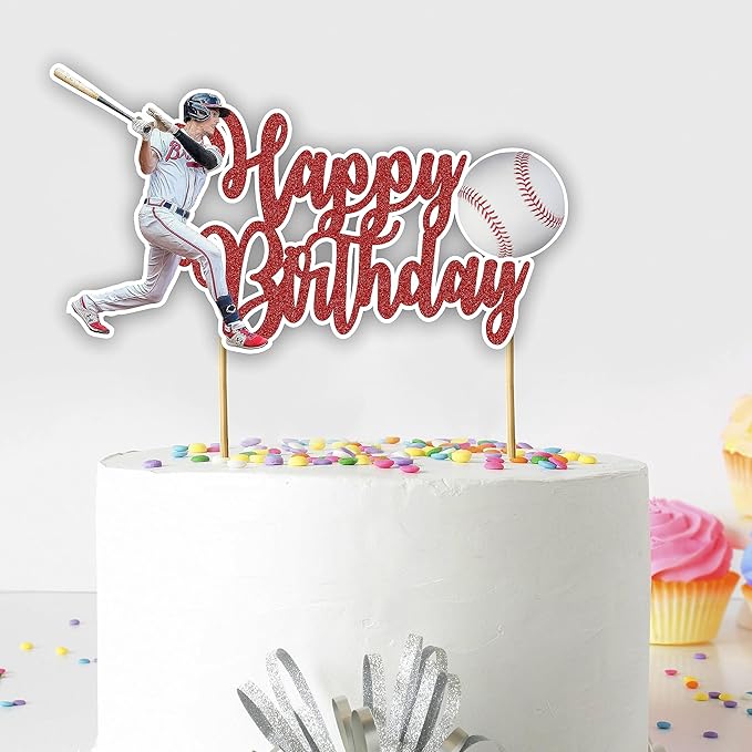 Baseball Happy Birthday Cake Topper – Sports Theme Cake Decoration for Birthday Celebration, Baseball Inspired Dessert Topper for Party Cakes, Table Display Styling, Sports Event Setup.