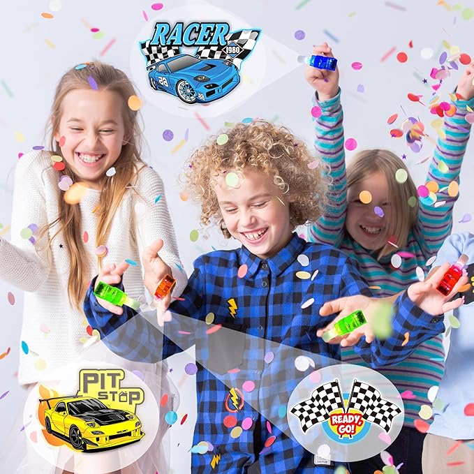 24PCS Race Car Party Favors-LED Finger Lights：Glow-in-the-Dark Light-Up Hot Wheels Toys Bulk for Kids Boys Girls,Cars Theme Birthday Party Decorations Supplies, Party Goodie Bags, Classroom Prizes