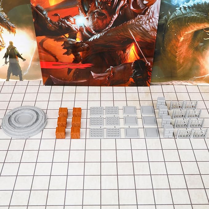 Dungeon Walls 40pcs 28mm Miniature RPG Terrain Modular System DND Terrain Building Accessories for Tabletop RPG Role Playing Scenes, Gift of Christmas Halloween for DM (Expansion Pack 2)