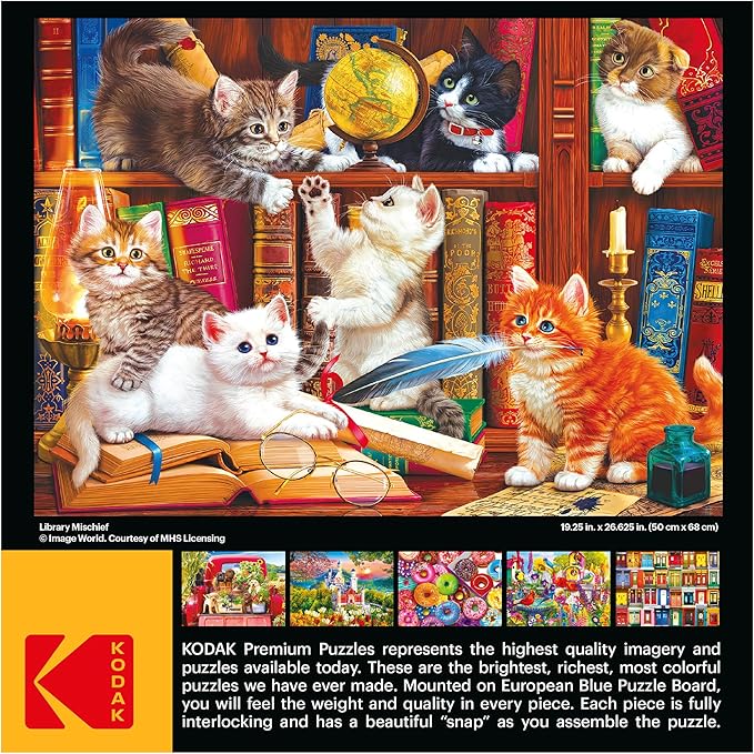 RoseArt - Kodak Premium - Library Mischief - 1000 Piece Jigsaw Puzzle for Adults