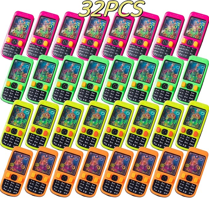 32 Pcs Handheld Water Ring Games Party Favors, School Classroom Prizes,Treasure Box Toys,Pinata Goodie Bags Stuffers,Return Gifts for Kids Birthday Bulk
