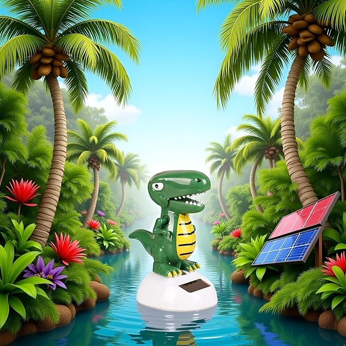 Green Cute Solar Powered Dancing Dinosaur,Decoration Gift,Swinging Dancer, No Battery Required,Desk and Dashboard Decor Home Decor Birthday Gifts Solar Power Kits Learning and Education