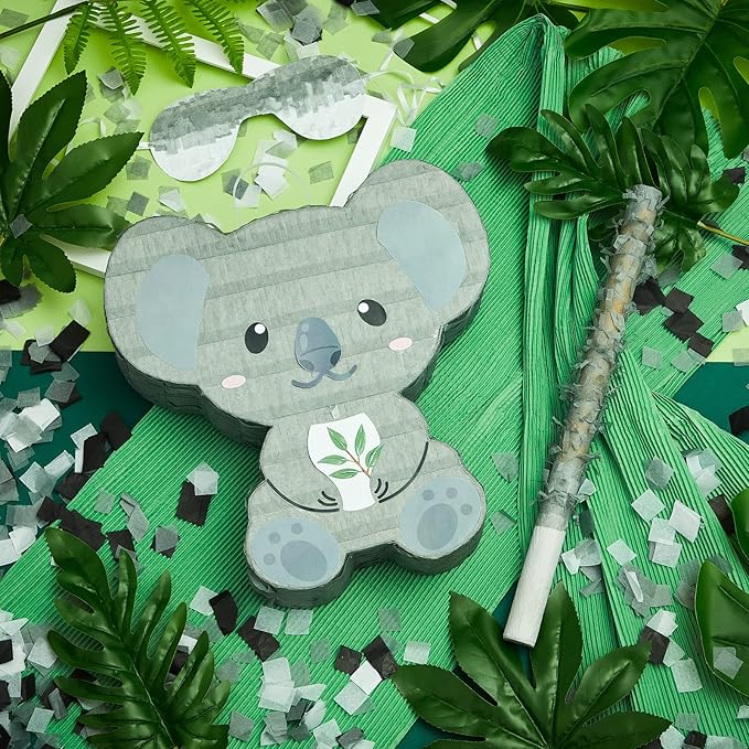 Koala Piñatas for Birthday Party Safari Animal Piñata with Stick, Blindfold, Confetti for Adults Birthday Baby Shower Party Supplies