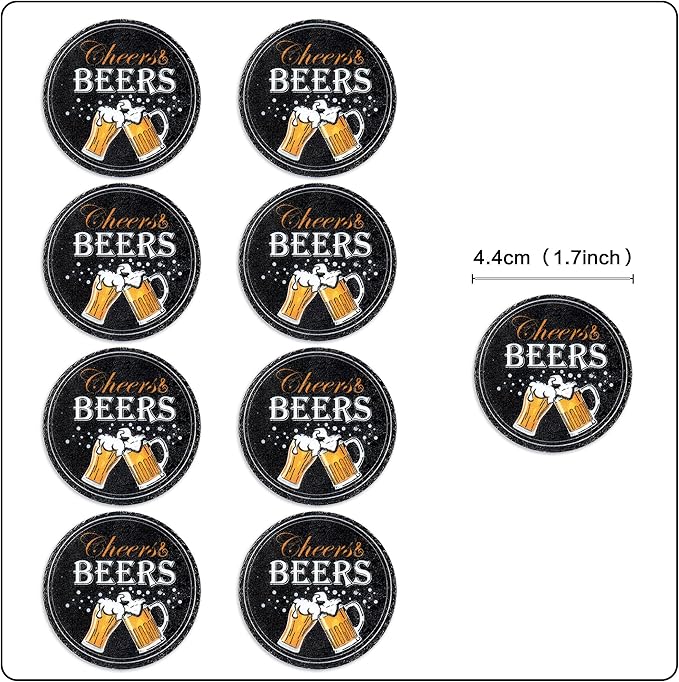 Ercadio 40 PCS Edible Beer Party Cupcake Toppers Cheers and Beers Happy Birthday Party Decorations for Father's Day Whiskey Beer Cake Drink Topper Favor for Summer Family Party Decor Supplies