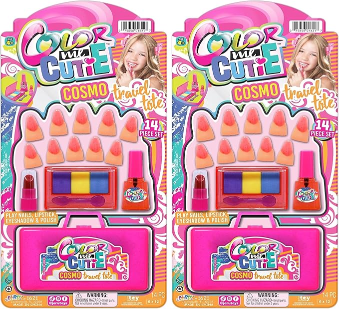 JA-RU Makeup Toy for Girls (2 Beauty Kits) Eyeshadow Palette, Toy Lipstick, Nail Gloss, Fake Nails. Kids Pretend Play. Princess Beauty Set. Birthday Girl Gifts & Accessories. 1621-2