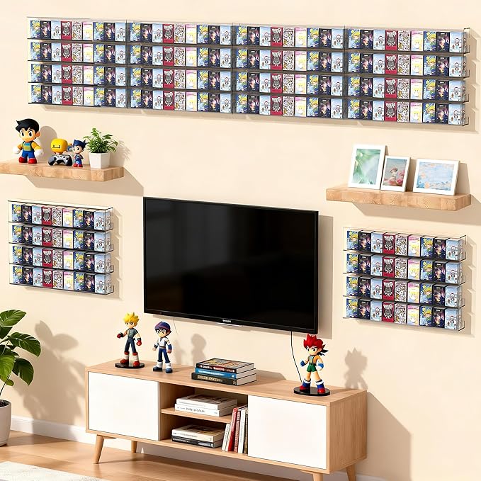 Wall Display Shelves, Acrylic Floating Shelves for Mini Toys, Clear Collectibles Display Case 2 Pack