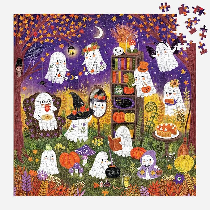 Mudpuppy Ghostly Gathering! – 500 Piece Family Jigsaw Puzzle with Colorful and Fun Illustrations of Ghosts Getting Ready for Halloween for Children Ages 8 and Up