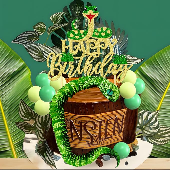 Snake Happy Birthday Cake Topper Snake Theme Party Decoration Snake Theme Cake Toppers Reptile Birthday Party Decorations Party Supplies
