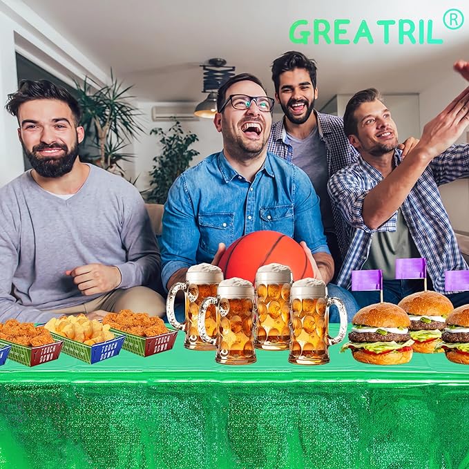 GREATRIL Green Party Table Covers Disposable Tablecloth for St. Patrick’s Day/Birthdays Party/Turtle/Hawaiian Ceremony Decorations Rectangle Tablecover 54'' x 108'' - 2 Packs