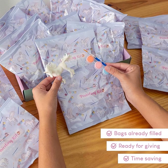 BONNYCO Unicorn Party Favors for Kids Painting Kit Pack 16, Goodie Bags Stuffers for Kids 3-5 4-8. Goody Bag Stuffers, Pinata, Classroom Prizes. Return Gifts Birthday Girl, Unicorn Party Supplies