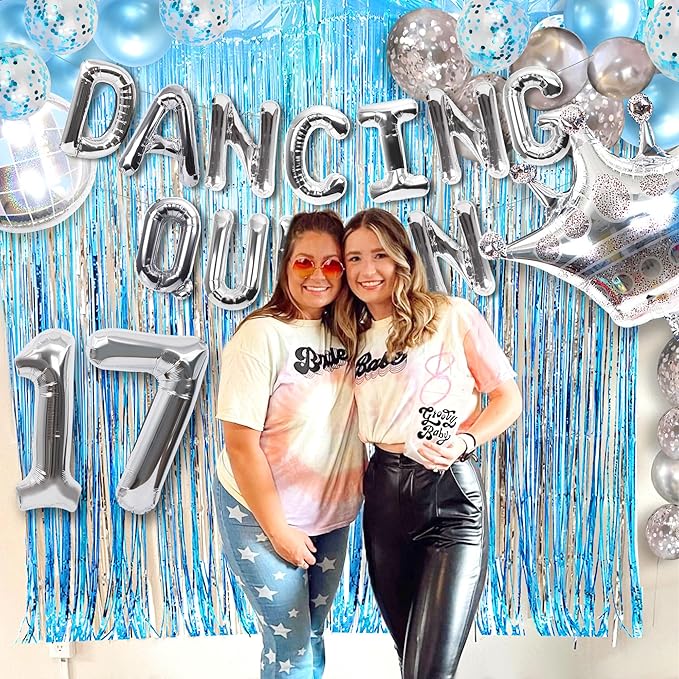 37 PCS Dancing Queen 17 Balloons Dancing Queen Mamma Mia Party Decorations 17 Birthday Party Decoration Sliver Blue 17 Birthday Decoration Mamma Mia Party Supplies