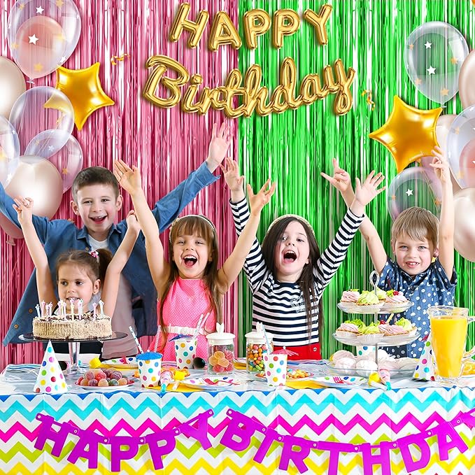 OHOME Witch Party Decorations - Pink and Green Party Backdrop Streamers | Happy Birthday Banner for Birthday Party Decorations Supplies | Witch Themed Decor Photo Booth Props,2 Pack