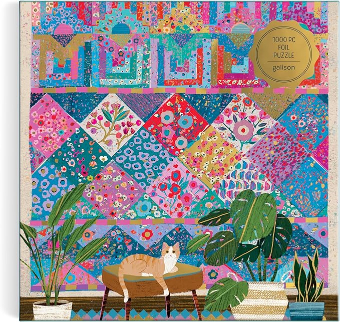 Galison Quilter's Corner – 1000 Piece Victoria Ball Jigsaw Puzzle Featuring Beautiful Artwork of Quilts and Textile Arts