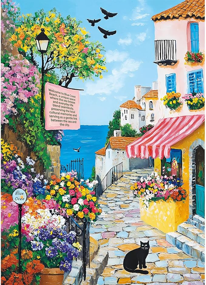 1000 Piece Puzzles for Adults, Landscape Puzzle, Charming Coastal Path Jigsaw Puzzle 1000 Pieces for Adults Seniors, Fun Decor Challenging Family Games Holiday Party Gifts -1:1 Poster