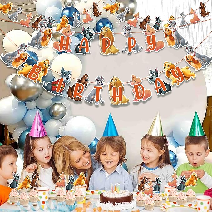 "Lady and the Trmp Theme Birthday Party Supplies – Cute Cartoon Dog Theme Decorations – Perfect for Birthday Parties, Baby Showers, Family Celebrations, Movie Nights, and Inspired Party Events"
