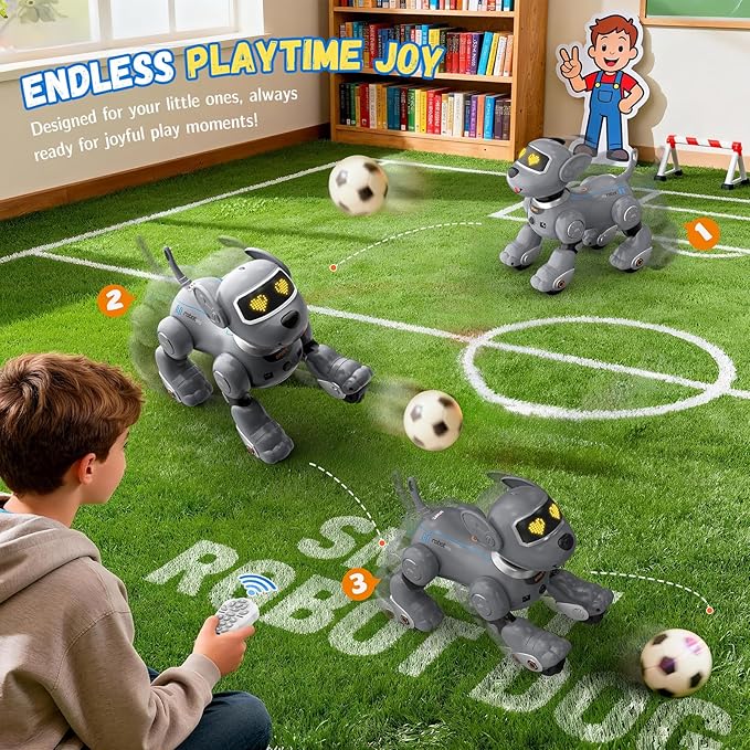 Robot Dog for Kids, Smart Remote Control Robots Dancing Toy for Boys and Girls Birthday Gifts for Children (Gray)