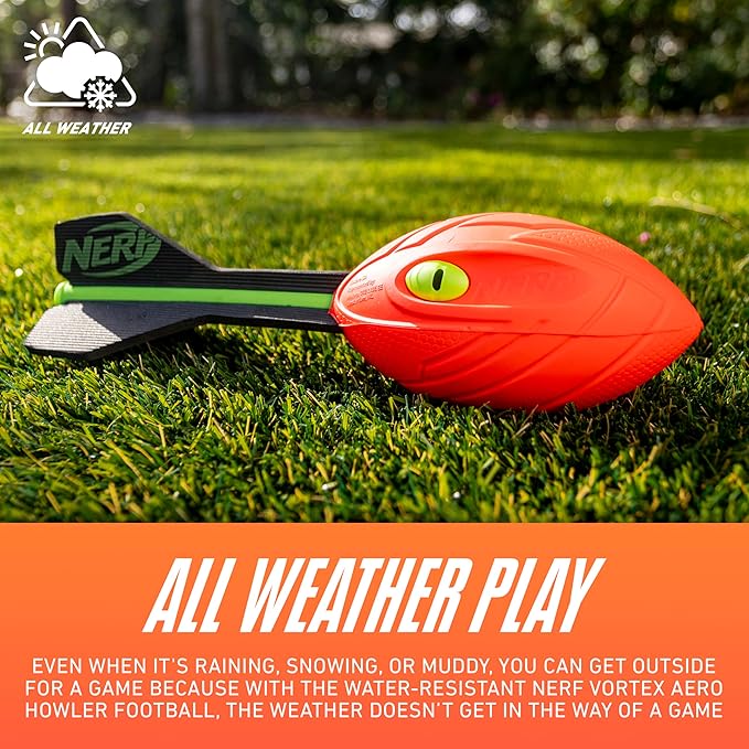 Nerf Vortex Aero Howler Foam Ball, Classic Long-Distance Football, Flight-Optimizing Tail, Whistling Sound, Indoor & Outdoor Fun, Christmas Stocking Stuffers for Kids