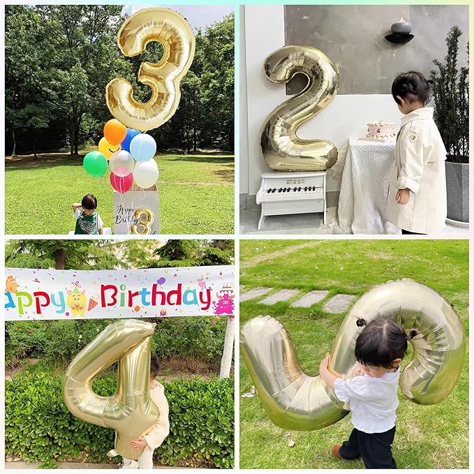 40 Inch Light Gold 1 Number Balloons Champagne Gold Giant 1 Foil Mylar Helium Large Numbers Balloon for Girls Boys 1st Birthday Balloon 11th Anniversary Graduation Events Party Decorations Supplies