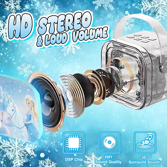 Kids Karaoke Machine for Kids Frozen Toys Gift, Mini Karaoke Machine with 2 Wireless Microphones for Girl 3 4 5 6 7 8 Year Old Girl Birthday Gifts for 4 5 6 7 8 Year Old