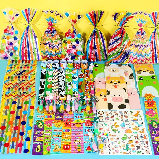 Stationery Party Pack, 24 Pack Birthday Goodie Bags with Multicolor Pen Mini Notebooks for Goodie Bag Easter Classroom Gifts Kids Class Rewards Prizes