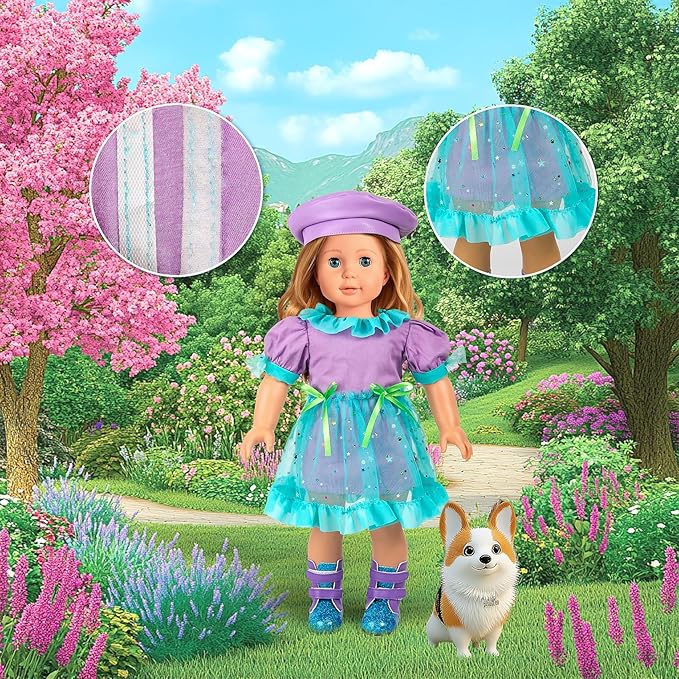 18-inch-Doll-Clothes and Accessories -Travel-Suitcase Luggage, Clothes and Shoes, Handbag, Berets,Passport, Notebook, Travel Gear Play Sets(No Doll)