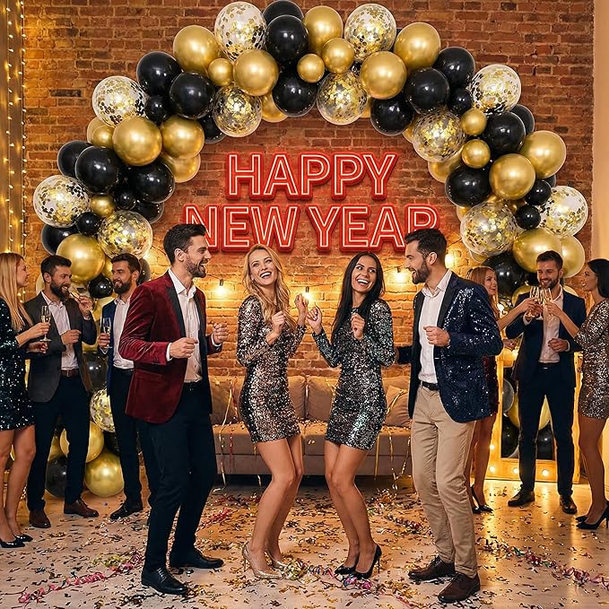 LovesTown 110PCS Black Balloons, Latex Balloon for Birthday Baby Shower Graduation Casino Gaming Anniversary Wedding Black History Month Themed Father's Day Party Supplies Garland Arch,12 Inches