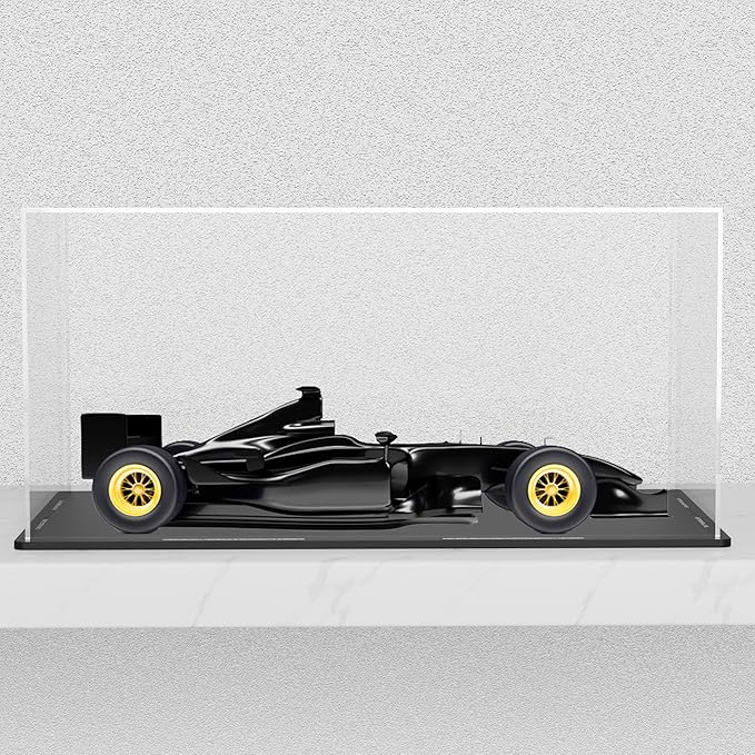 Acrylic Box with Matte Black Base, Simple Self-Assembly Clear Acrylic Display Case, Cube Dustproof Showcase with Lid for Collectibles, Toys and Jewelry (10x5x5 inch)