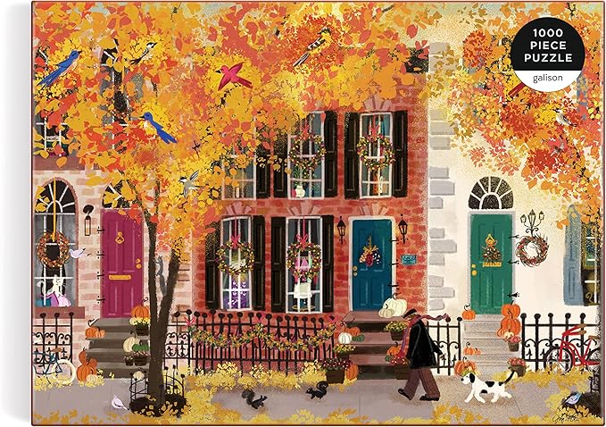 Autumn in The Neighborhood 1000 Piece Puzzle from Galison - 27" x 20" Beautifully Illustrated Puzzle from Joy LaForme, Thick & Sturdy Pieces, Challenging Activity for Adults, Unique Gift Idea!
