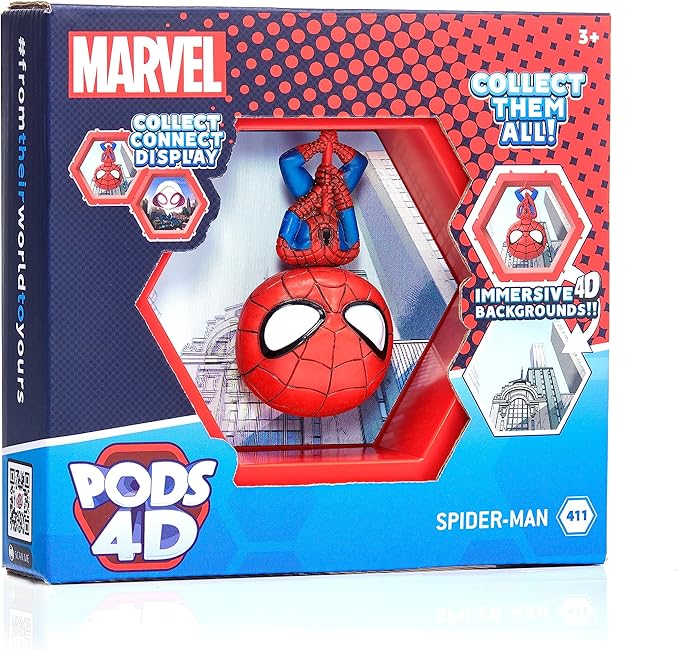 Wow! PODS 4D Marvel Spiderman - Unique Connectable & Collectable Bobblehead Figure, Wall/Shelf Display, Spiderman Figure, Spider Man Toys, Spider-Man Action Figures, Marvel Toys/Gift